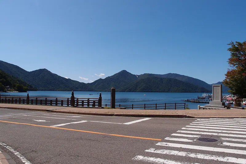 Lake Chuzenji framed by mountain scenery