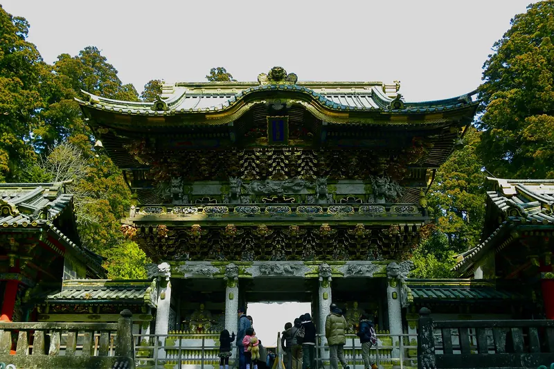 Toshogu Shrine's elaborately carved and gilded Yomeimon Gate in Nikko
