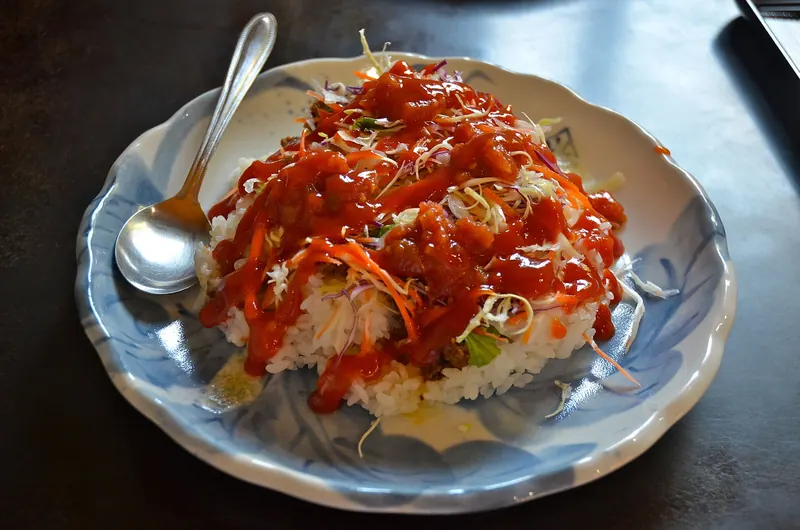 Taco rice, seasoned taco filling served over rice