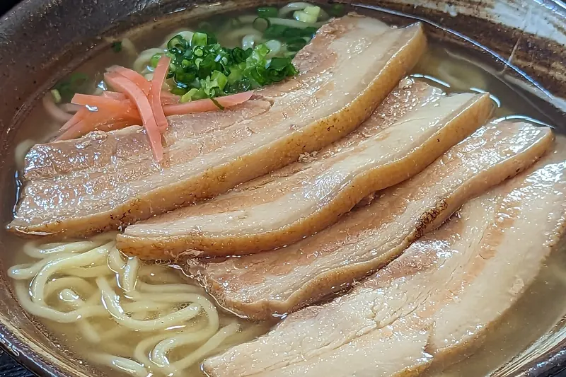 A bowl of Okinawa soba at a local restaurant
