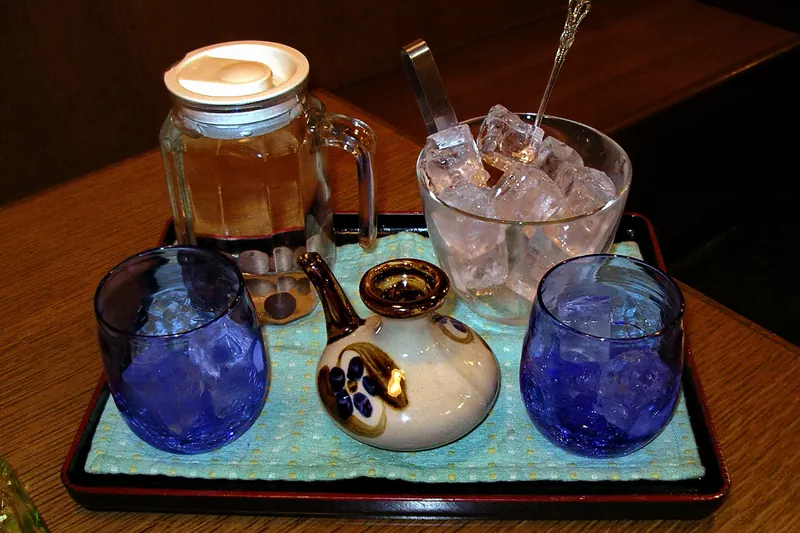 A glass of awamori, Okinawa's own distilled spirit