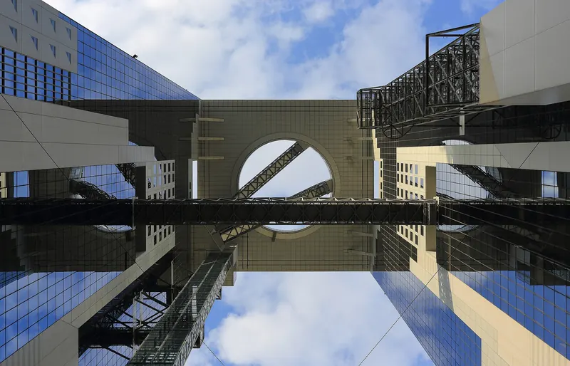 The connected twin towers of Osaka's Umeda Sky Building