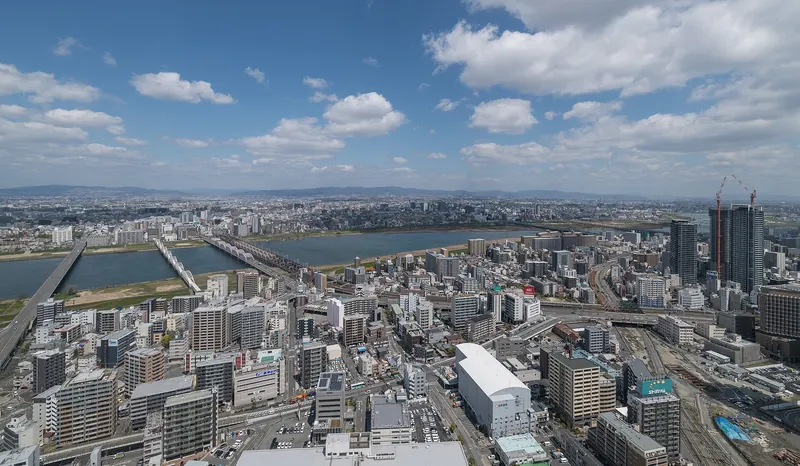 The view over Osaka from the Umeda Sky Building's observation deck