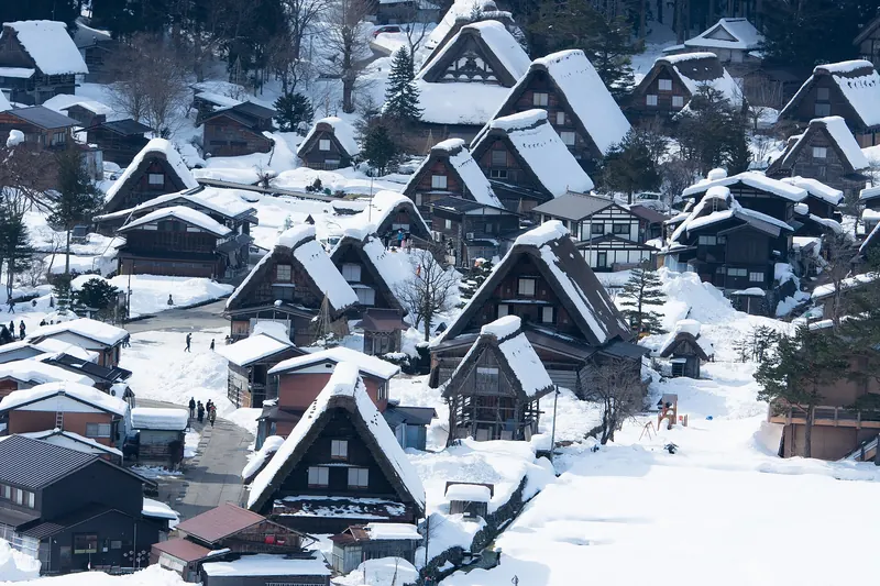 Shirakawa-go's gassho-zukuri rooftops seen from the Shiroyama Viewpoint