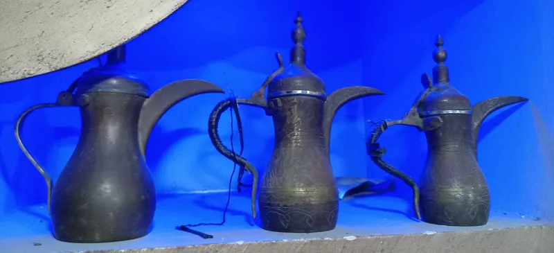 A traditional copper dallah coffee pot