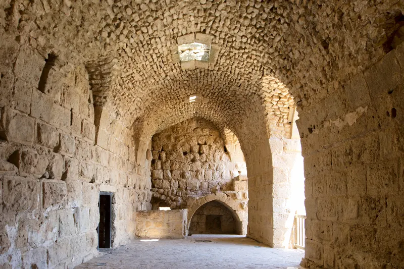 The vaulted interior of Ajloun Castle