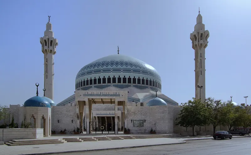 The blue-domed King Abdullah I Mosque in Amman