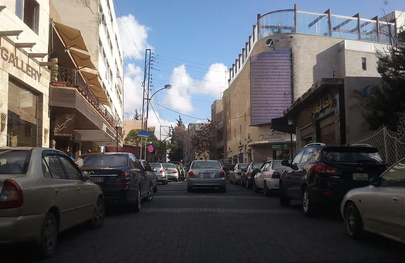 Rainbow Street in Amman, lined with cafés and shops