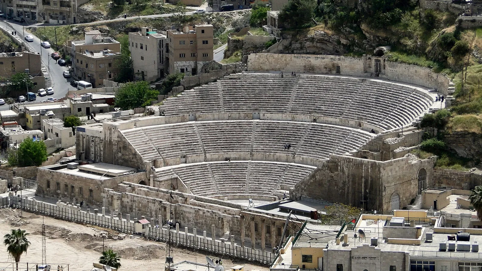 The steeply raked Roman Theatre in the centre of downtown Amman