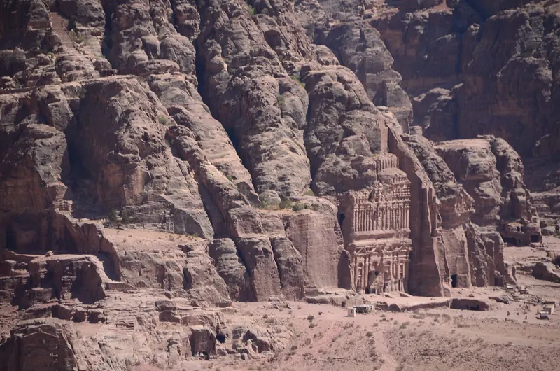 The Royal Tombs of Petra carved into the cliff face