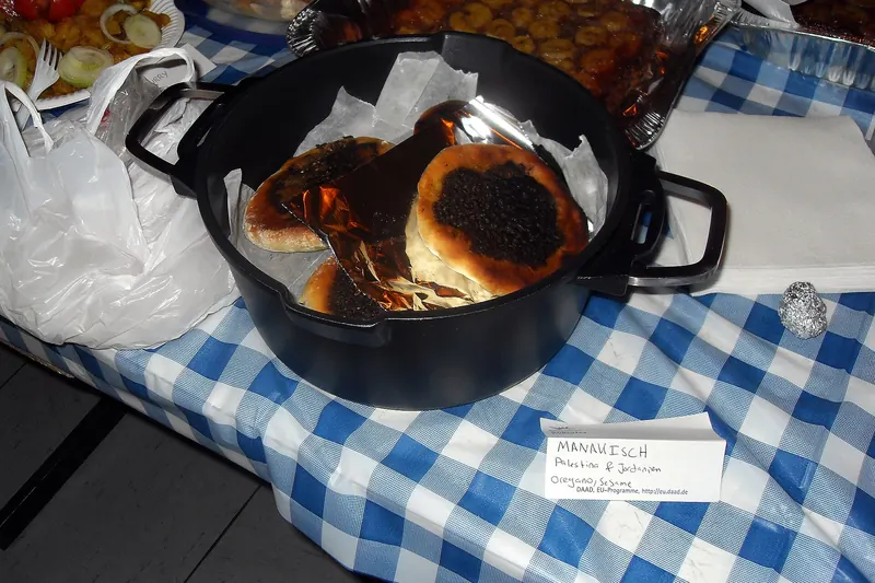 Manakish, flatbread baked with a topping of za'atar and olive oil