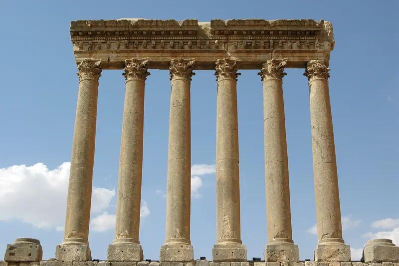 The six surviving columns of the Temple of Jupiter at Baalbek