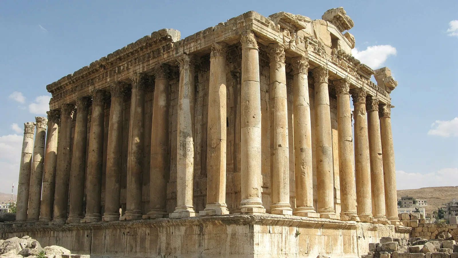 The columns and doorway of the Temple of Bacchus at Baalbek