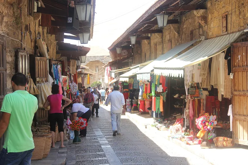The stone lanes of the old souk at Byblos lined with shops