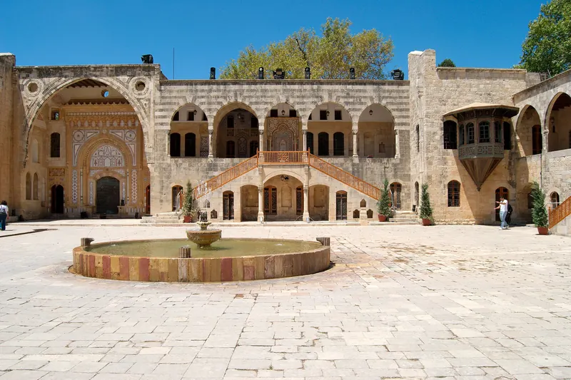 The arcaded courtyard of Beiteddine Palace in the Chouf mountains