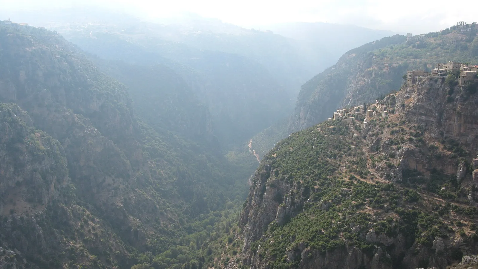 The deep green gorge of the Qadisha or Holy Valley in northern Lebanon