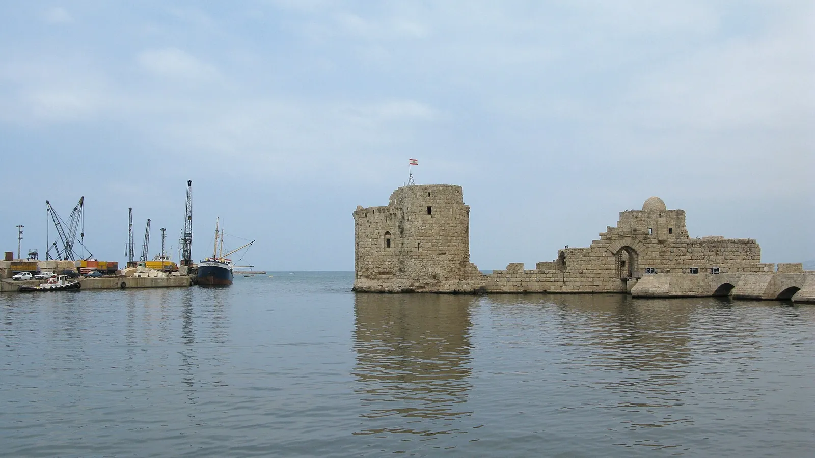 The Crusader Sea Castle of Sidon on its islet, joined to the shore by a causeway