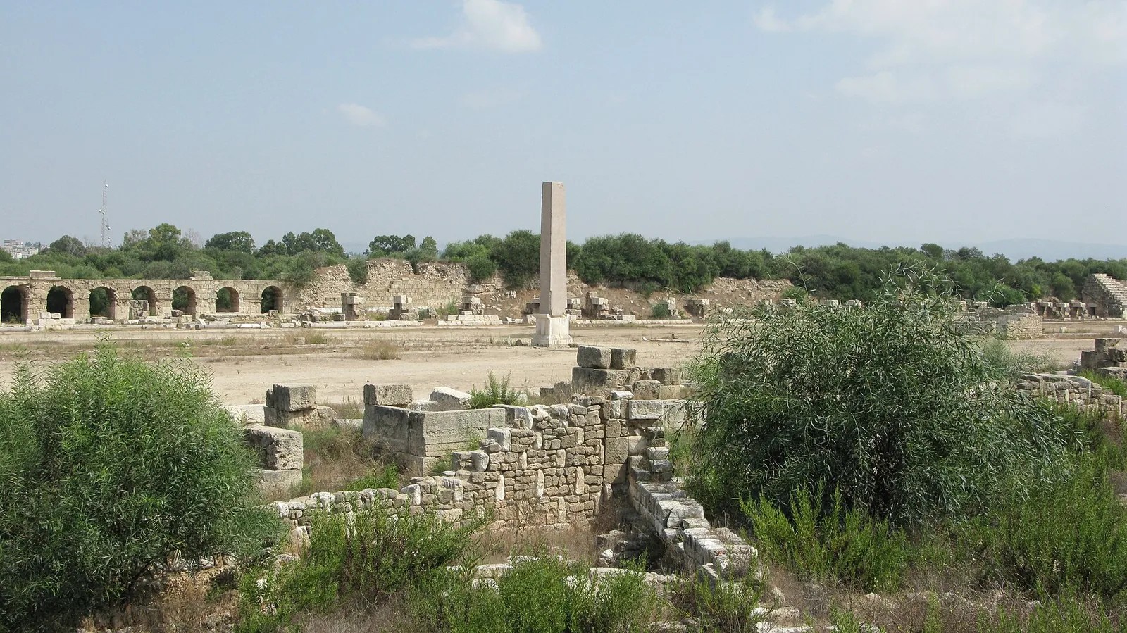 The long curved seating and track of the Roman hippodrome at Tyre