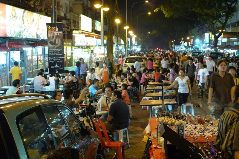A street food night market in Malaysia