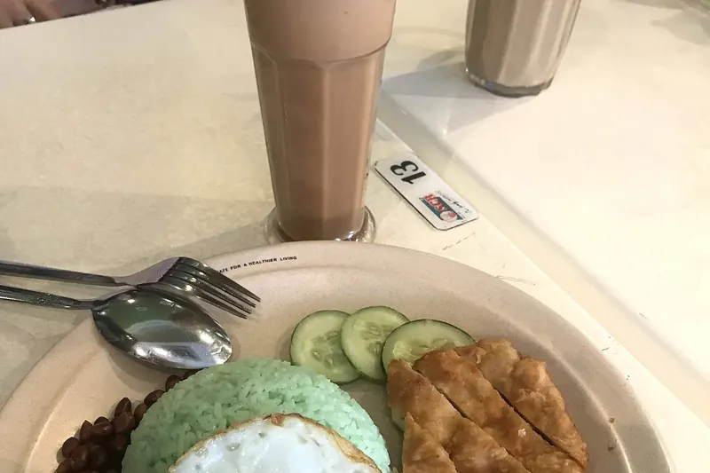 Nasi lemak served with sambal