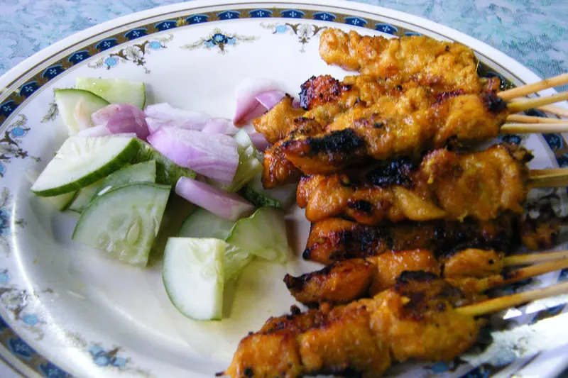 Grilled satay skewers