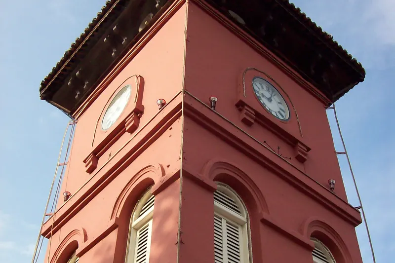 The clock tower in Malacca's old town