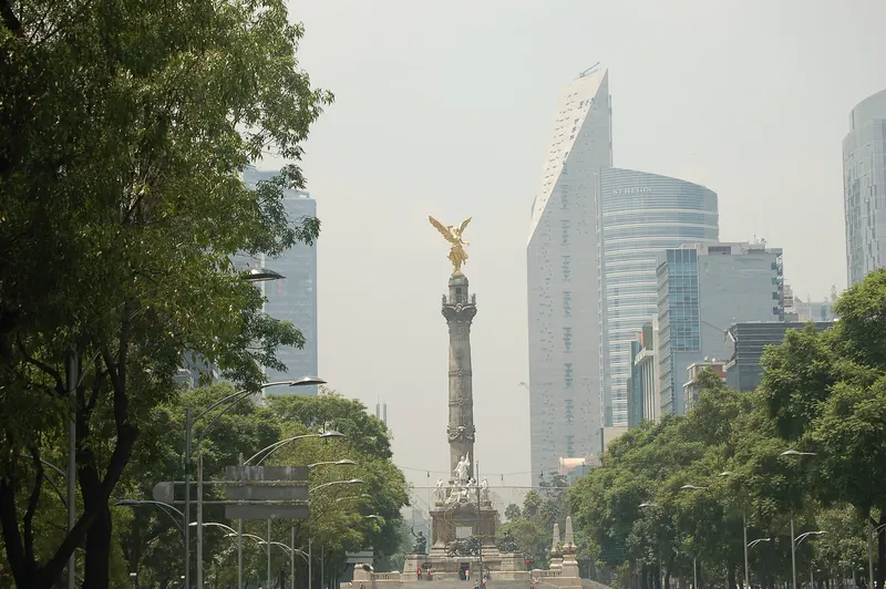 The golden Angel of Independence column on Paseo de la Reforma in Mexico City