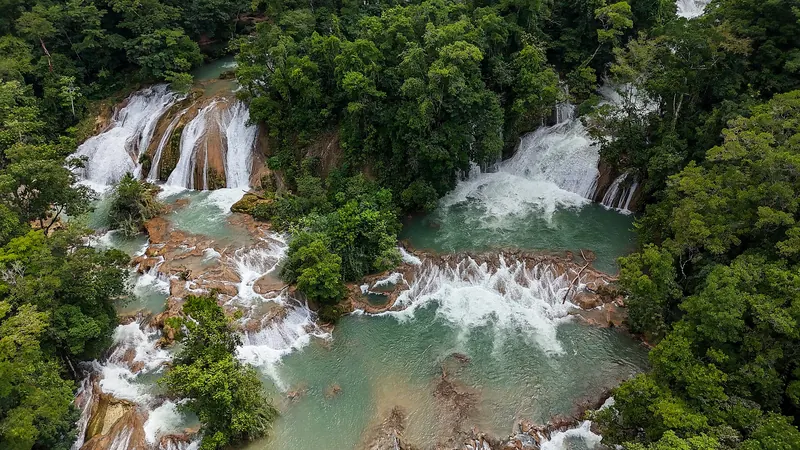The turquoise cascades of Agua Azul in Chiapas
