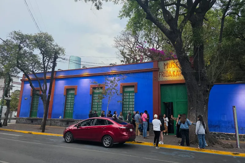 The cobalt-blue walls of La Casa Azul, the Frida Kahlo Museum, in Coyoacán