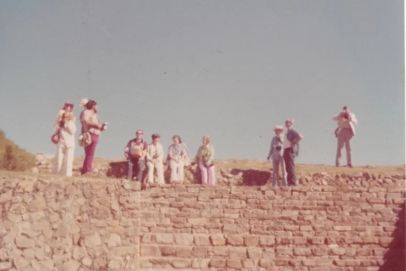 Visitors on the great plaza of the ancient Zapotec city of Monte Albán
