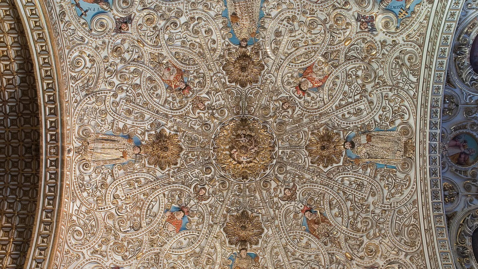 The baroque facade of the Church of Santo Domingo de Guzmán in Oaxaca
