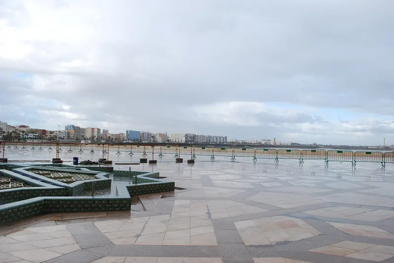 The vast plaza in front of the Hassan II Mosque in Casablanca