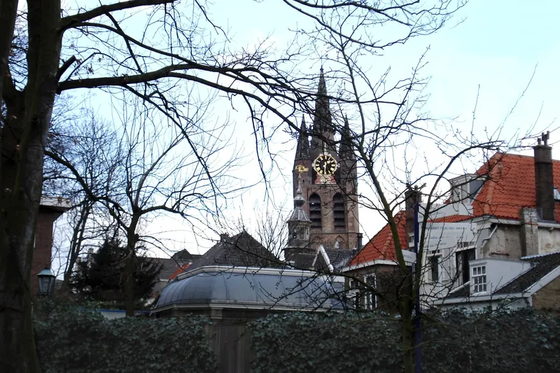 The leaning tower of the Oude Kerk in Delft