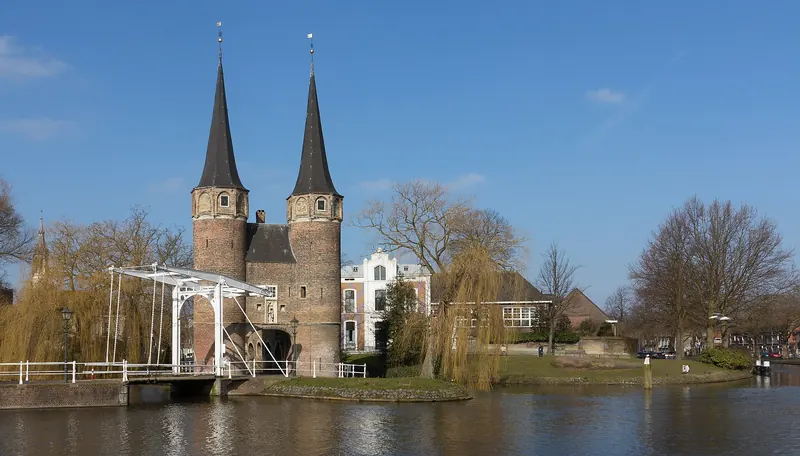 The medieval Oostpoort gate towers in Delft
