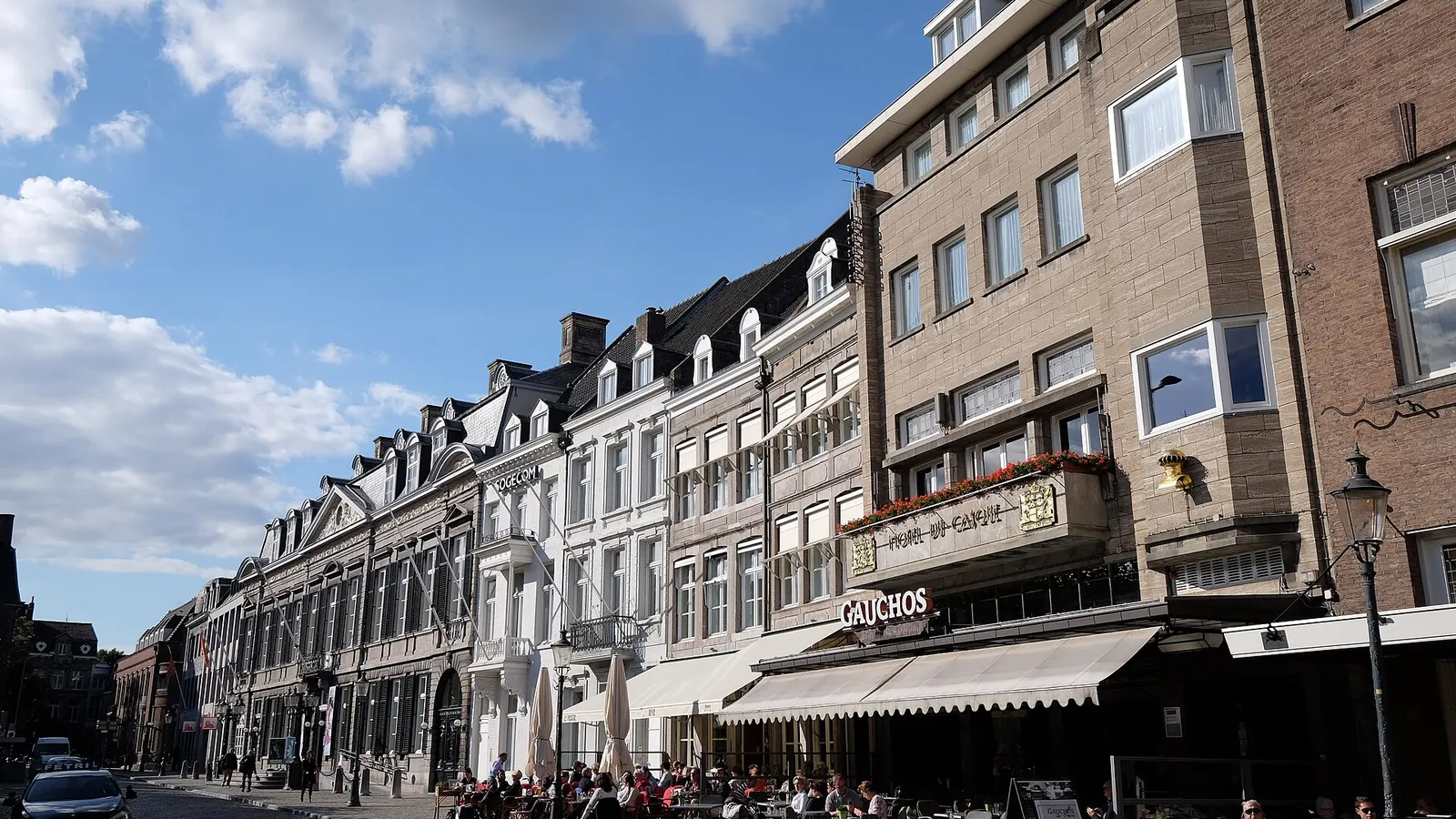 The Vrijthof square in Maastricht, with the towers of St. Servatius Basilica and St. John's Church
