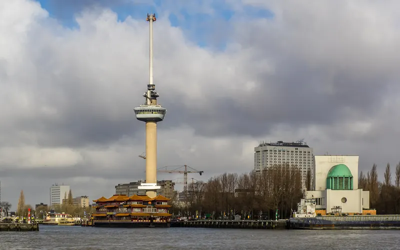 The Euromast observation tower rising above Rotterdam's Het Park