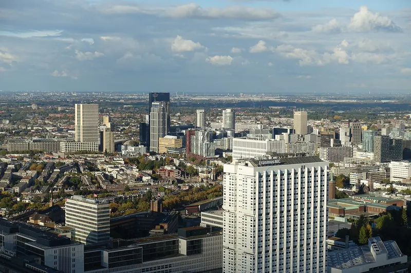 The view from the rotating Space Tower observation capsule atop the Euromast