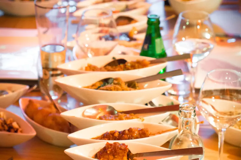 A rijsttafel spread of Indonesian dishes served on The Hague's Javastraat
