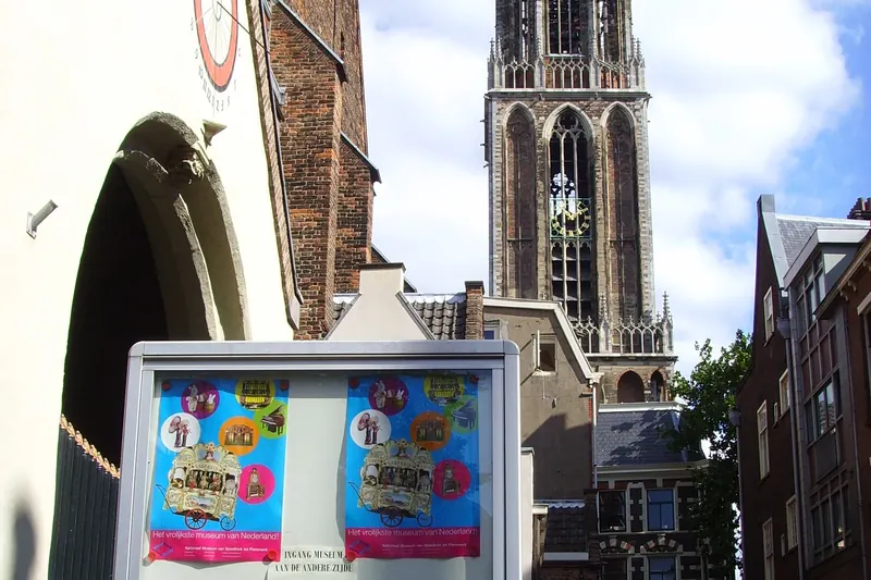 The historic Buurkerk church, home to Museum Speelklok, with the Dom Tower behind