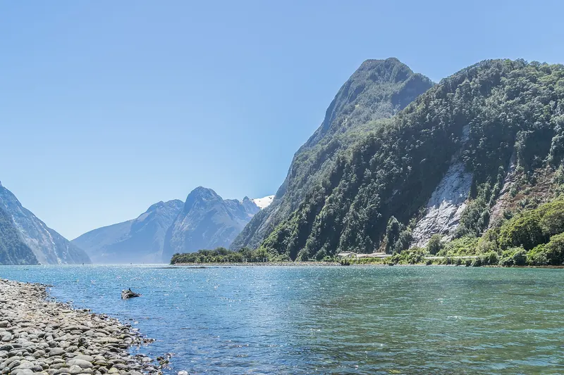 Mitre Peak rising above the still waters of Milford Sound
