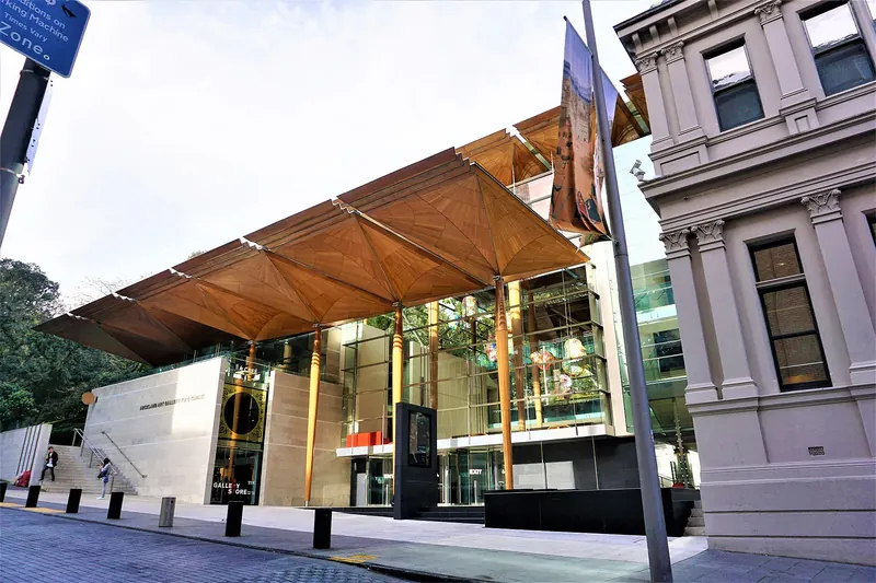 The distinctive canopy roof of the Auckland Art Gallery Toi o Tāmaki