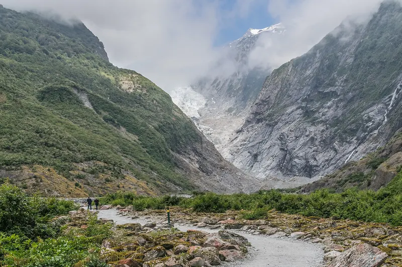 Franz Josef Glacier descending from the Southern Alps
