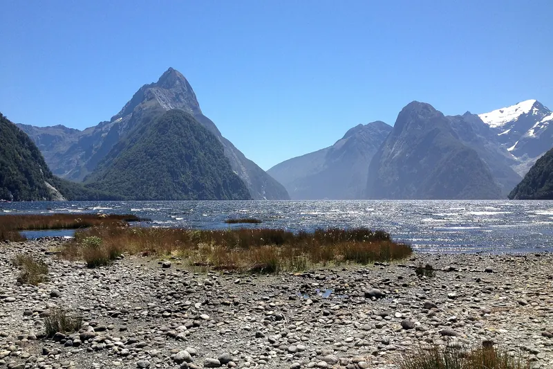 Mitre Peak rising directly from the water at Milford Sound