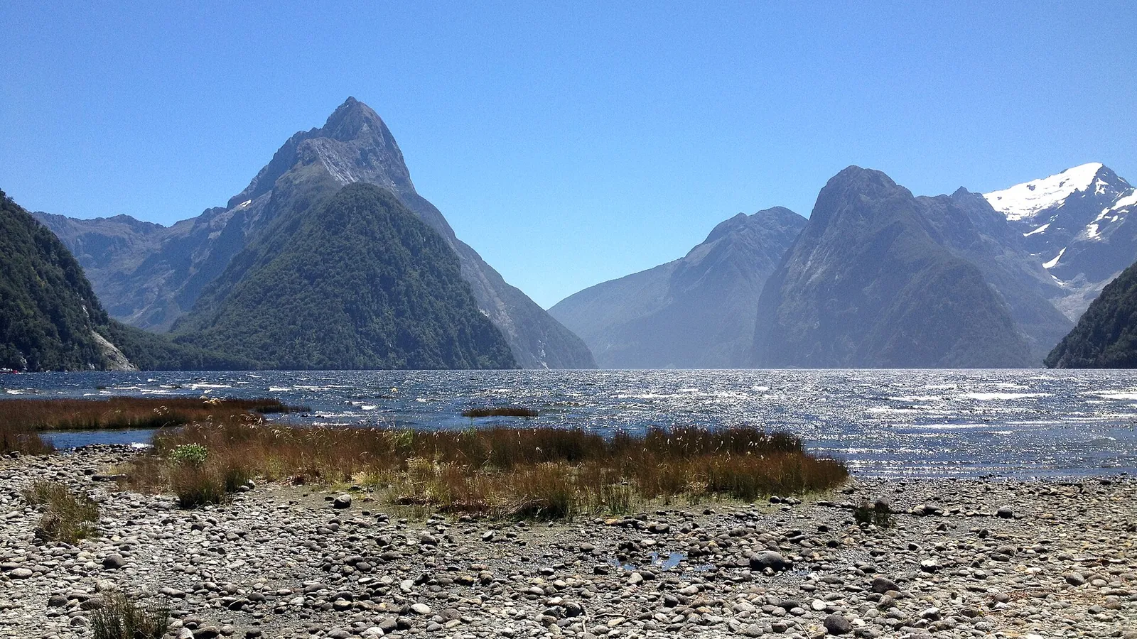 Mitre Peak rising directly from the water at Milford Sound