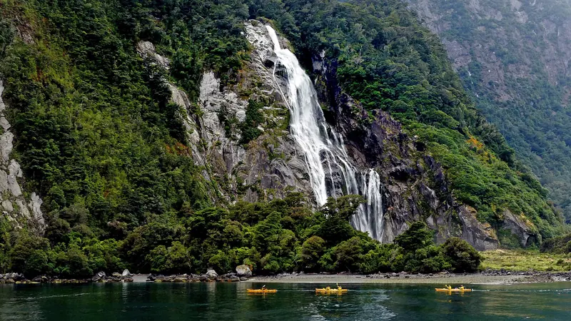 Lady Bowen Falls near the Milford Sound visitor area
