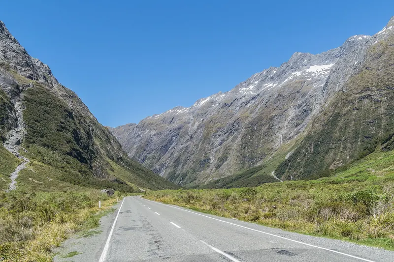 The Milford Road approaching the Homer Tunnel through the Southern Alps
