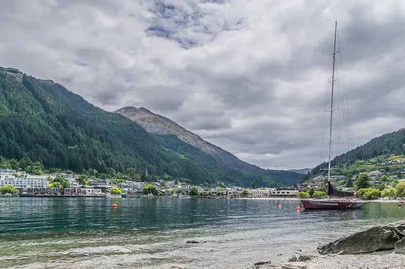 Lake Wakatipu's waterfront in central Queenstown