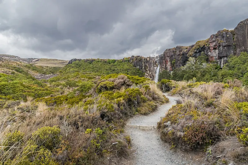 Taranaki Falls, a 20-metre waterfall near Whakapapa Village
