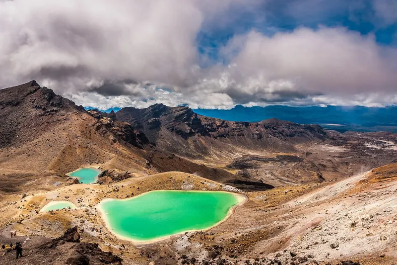 The vividly coloured Emerald Lakes on the Tongariro Alpine Crossing
