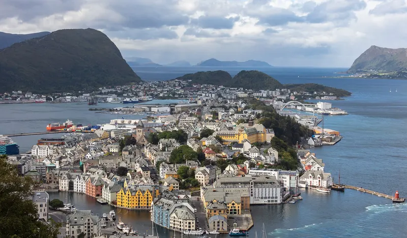 The Art Nouveau town of Ålesund seen from the Aksla viewpoint
